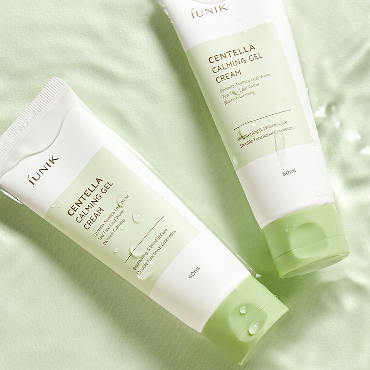 iUNIK Centella Calming Gel Cream – lightweight Korean moisturizer with Centella Asiatica and tea tree, perfect for soothing sensitive or acne-prone skin.