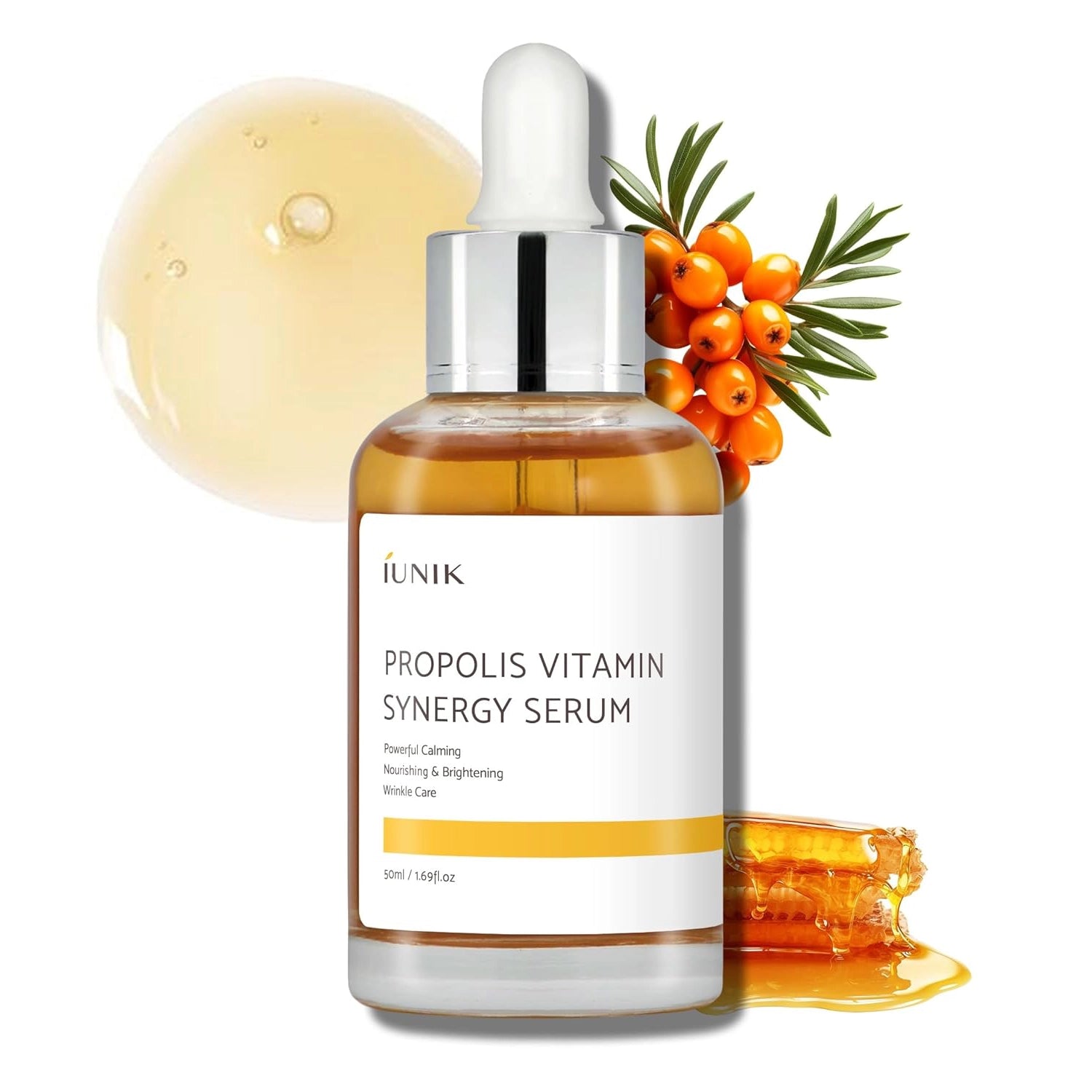 iUNIK Propolis Vitamin Synergy Serum – nourishing Korean serum with propolis and sea buckthorn for brightening, calming, and wrinkle care.