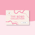 Digital gift card design for The Koko Collection. Pink and cream layout with ribbon graphics and cute dog mascot logo